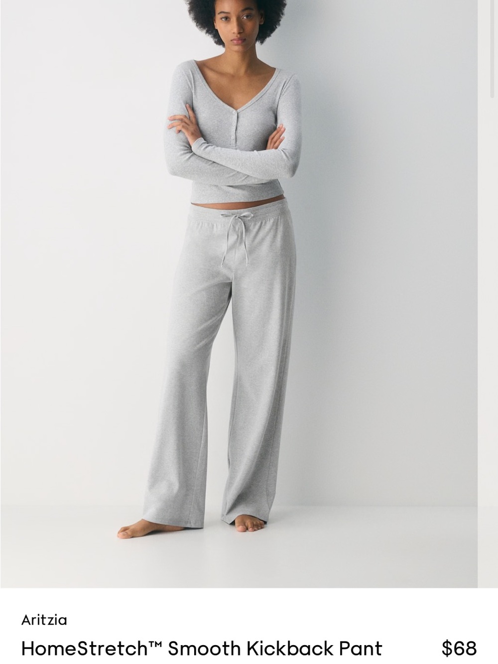 Aritzia Light Gray Cozy Wide-Leg Lounge Pants